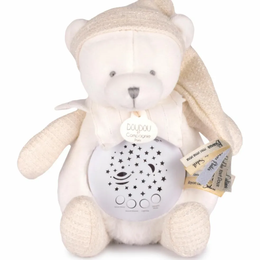 Veilleuse musicale projection d'étoiles ours blanc