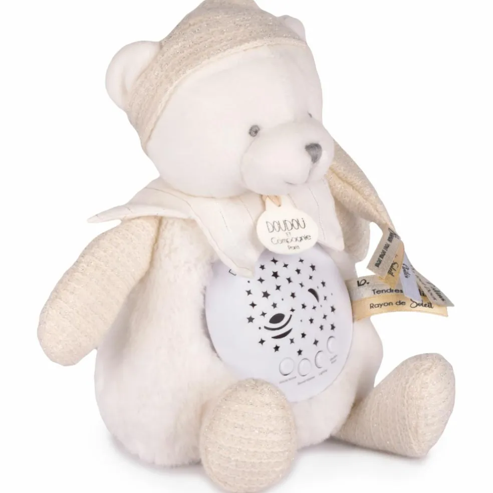 Veilleuse musicale projection d'étoiles ours blanc