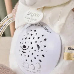 Veilleuse musicale projection d'étoiles ours rose