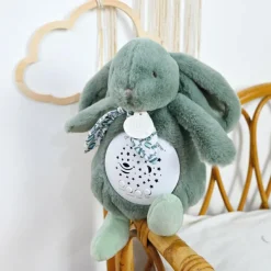 Veilleuse musicale projections d'étoiles vert sauge (24 cm)