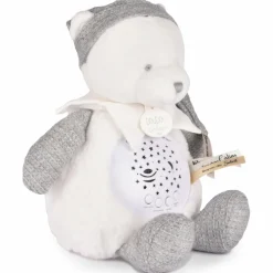 Veilleuse musicale projection d'étoiles ours argent