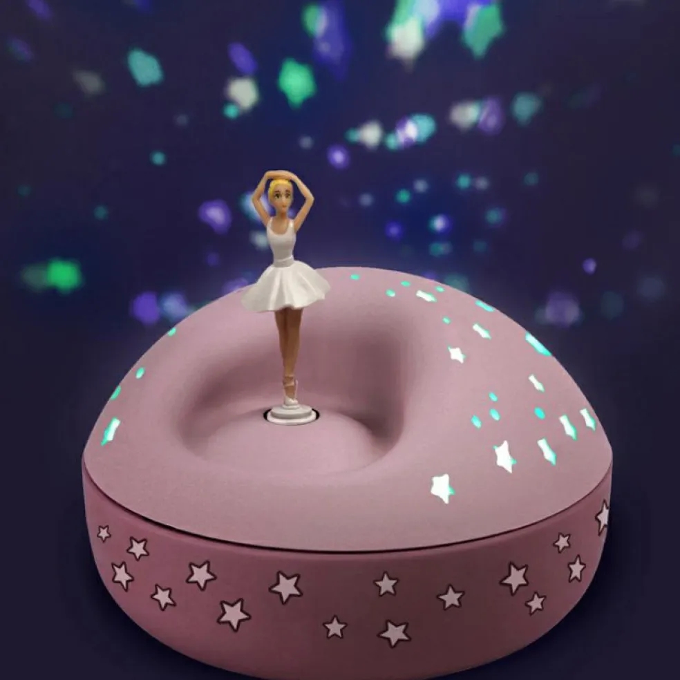 Veilleuse projecteur d'étoiles musical ballerine rose (12 cm) - Reconditionné